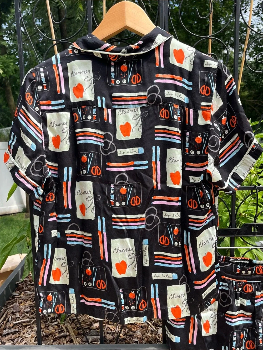 Lyre Bird x Phthalo Ruth Short Sleeve Top & Shorts Pajama Set Size M Boho Lounge